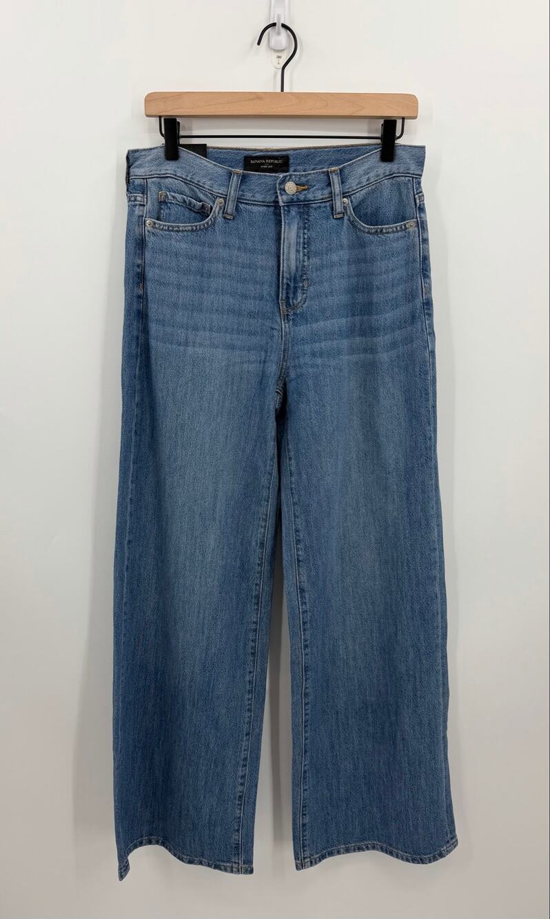 Banana Republic High Rise Wide Leg Jeans Medium Wash Relaxed Denim NWT Size 28/6